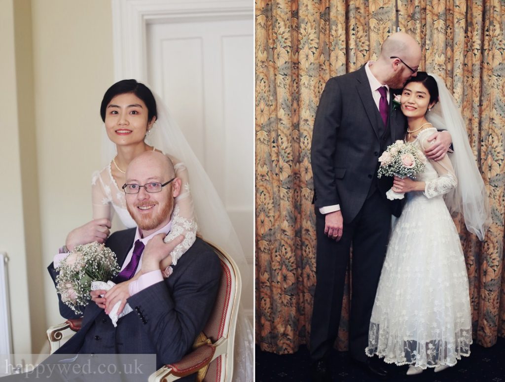 bride and groom portrait at manor parc hotel Cardiff
