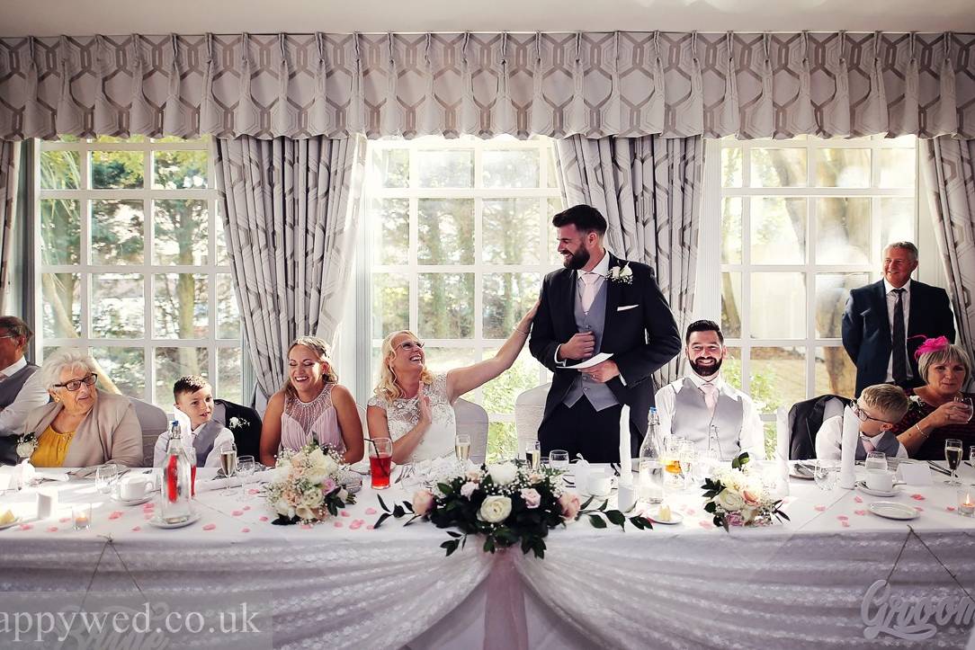 wedding breakfast at Norton House swansea photos