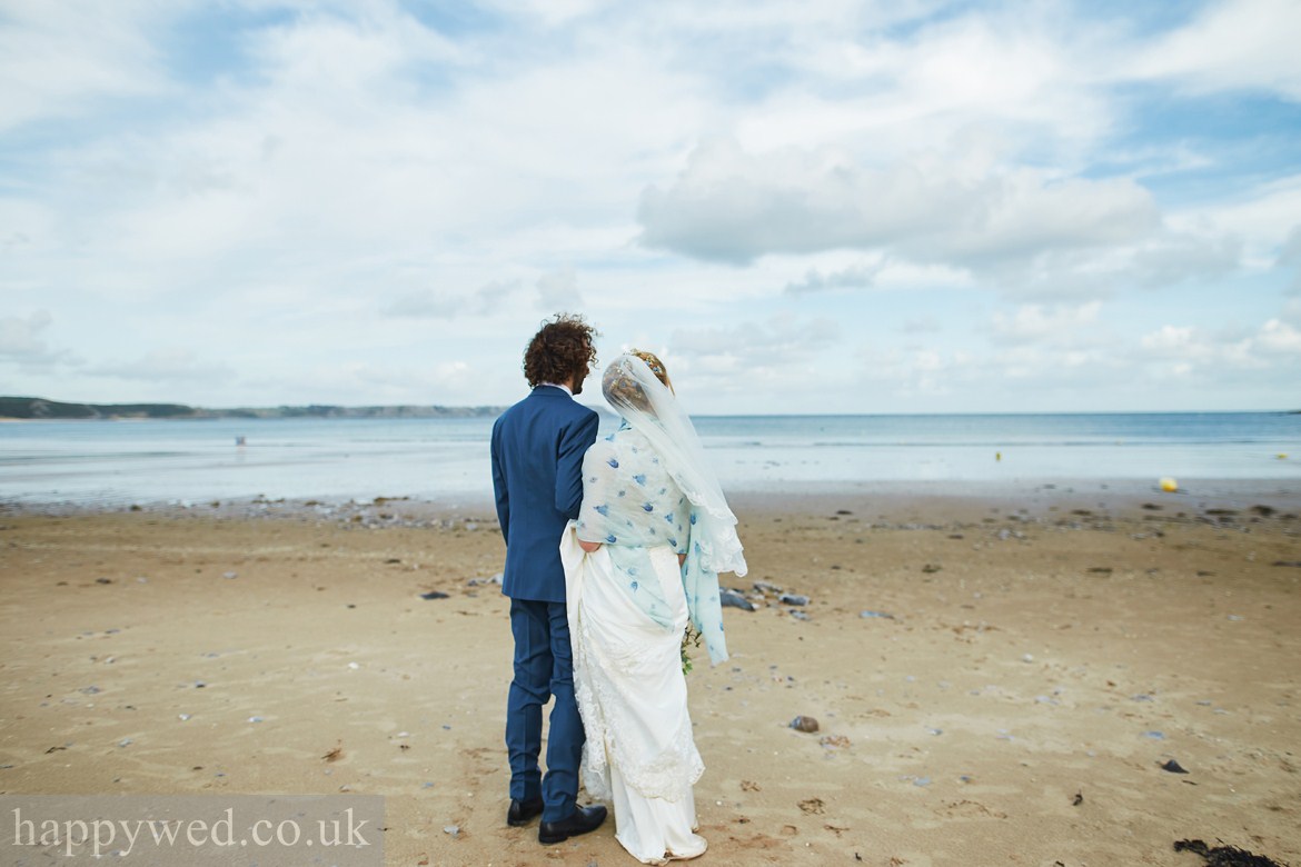 Oxwich bay beach wedding photo
