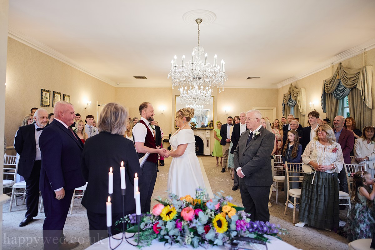 wedding ceremony at De Courceys Manor in Cardiff