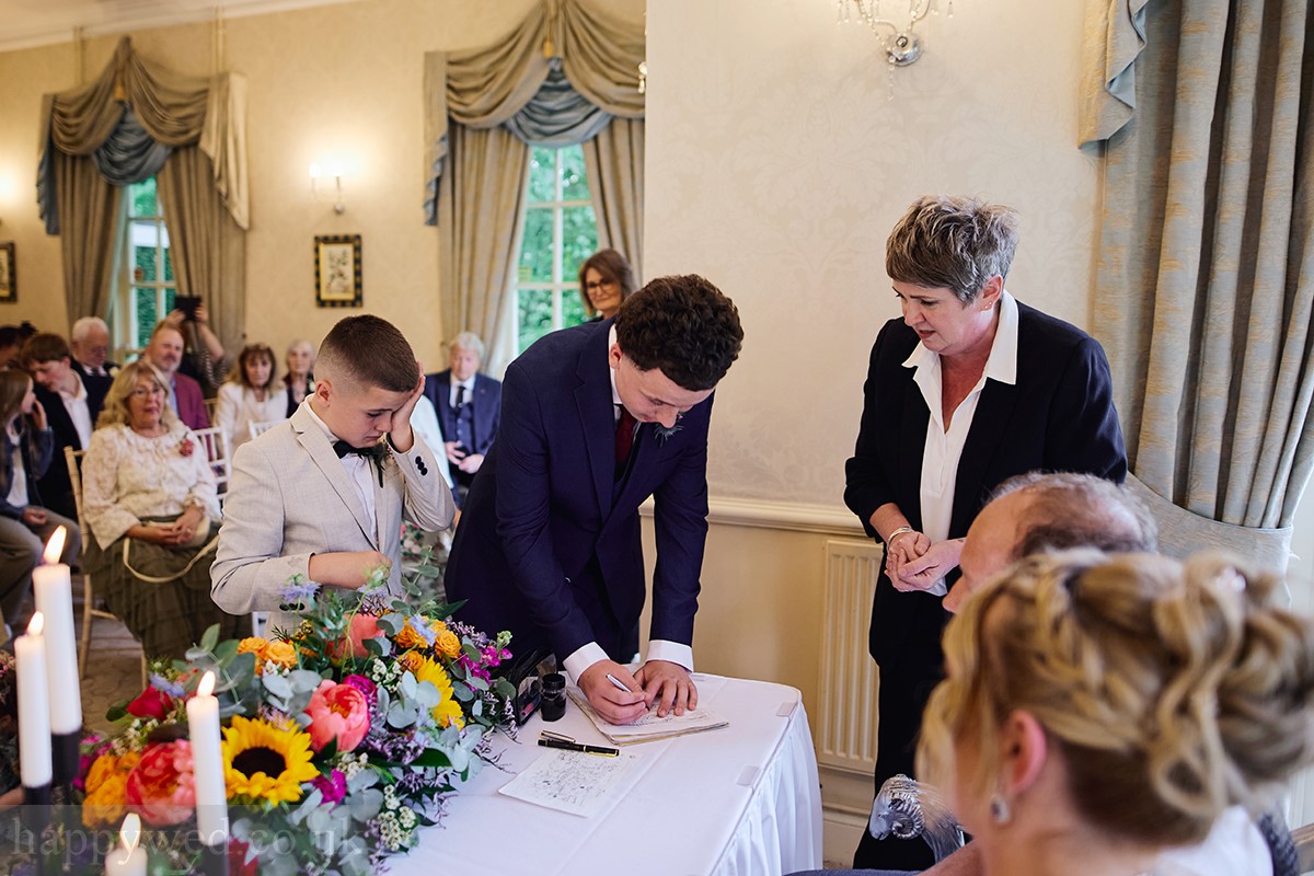 wedding ceremony at De Courceys Manor in Cardiff