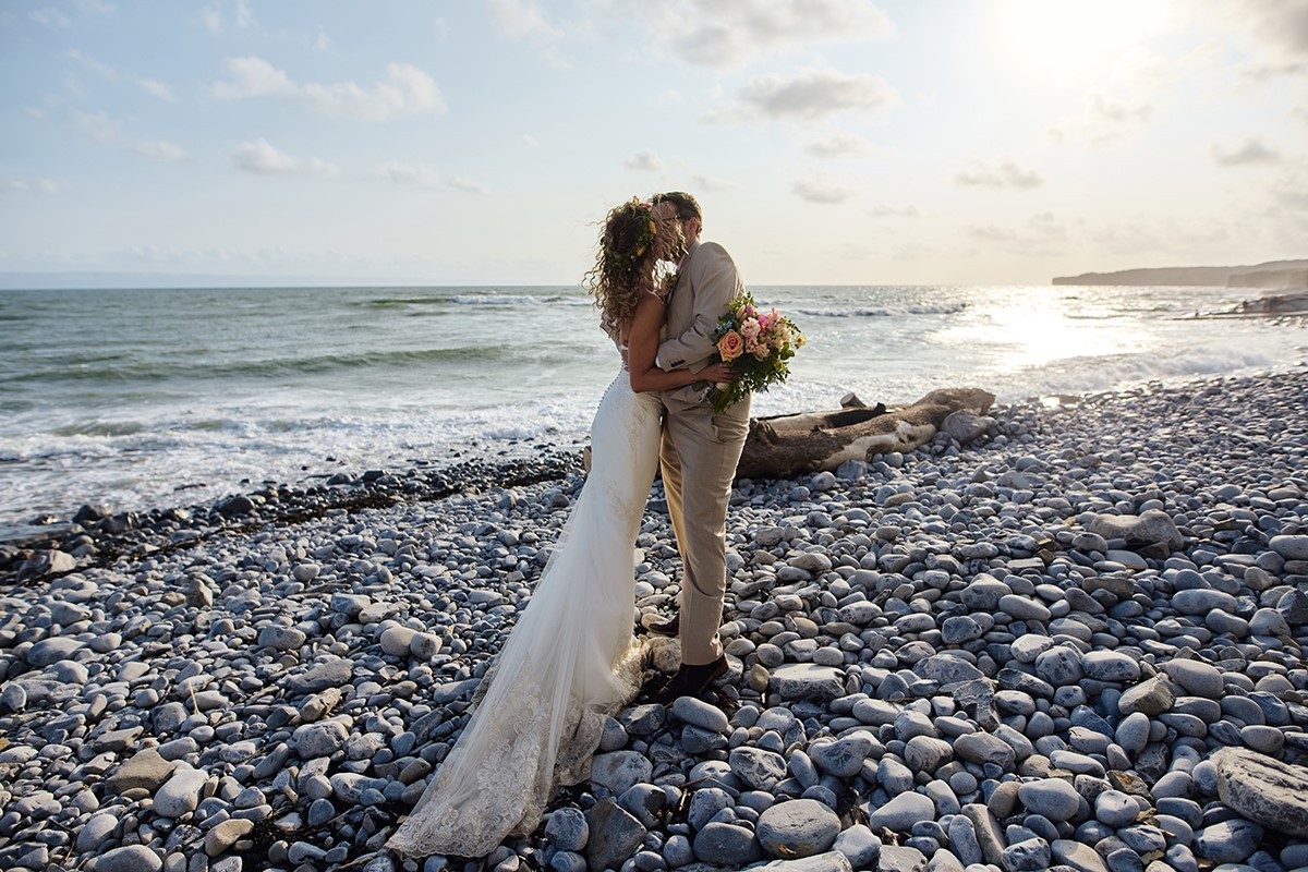 Llantwit major beach bride and groom photos
