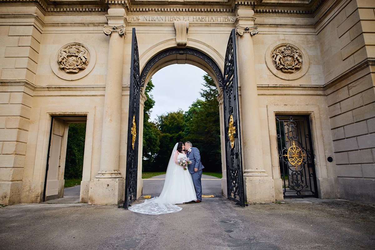 Bride and groom portraits on the scenic golf course at Bowood hotel
