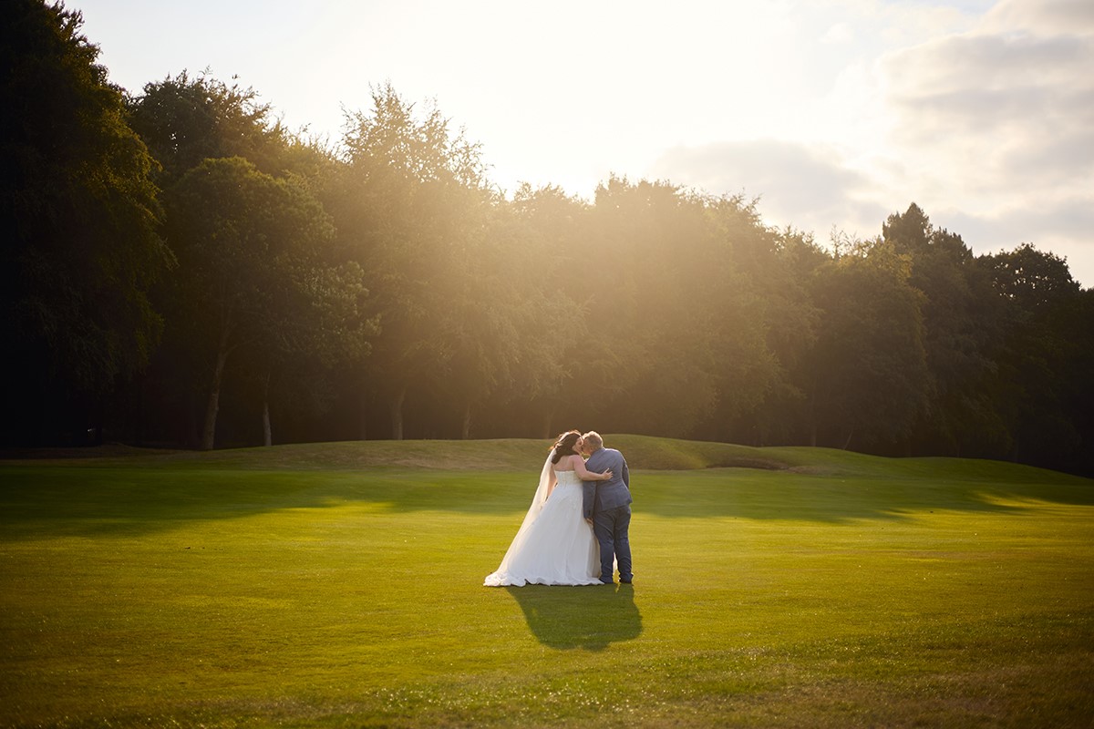 Bride and groom sunset photos Bowood hotel