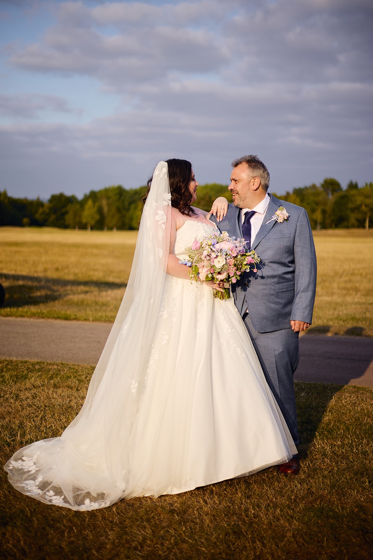 Bride and groom sunset photos Bowood hotel