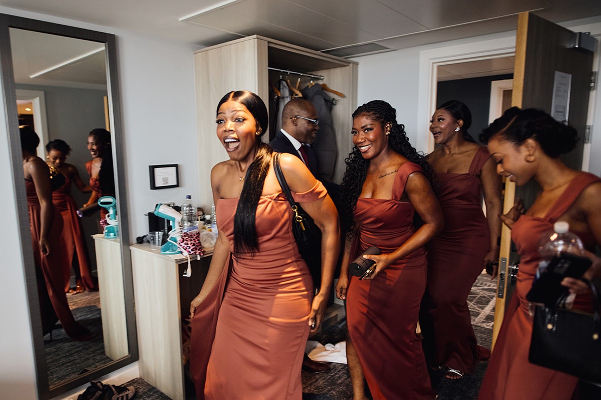 bride and groom getting ready at the Mercure Hotel Newport