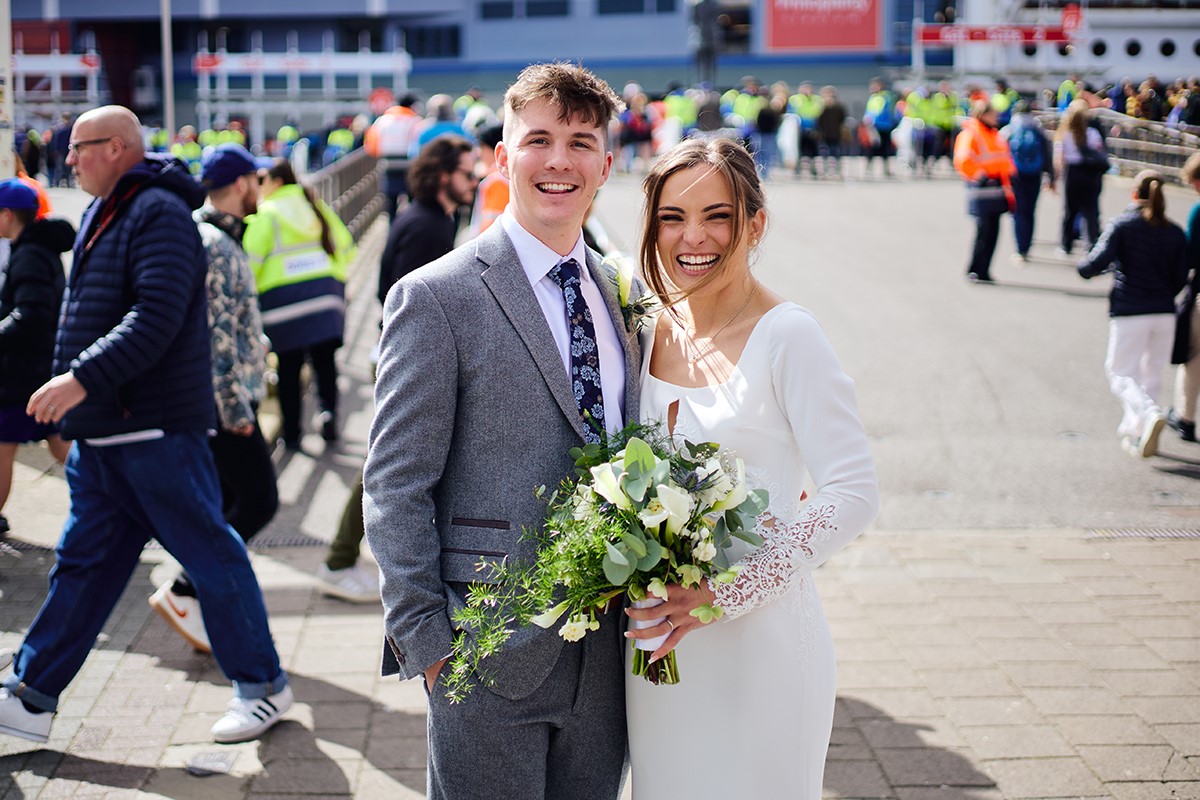 fun street shots Cardiff wedding