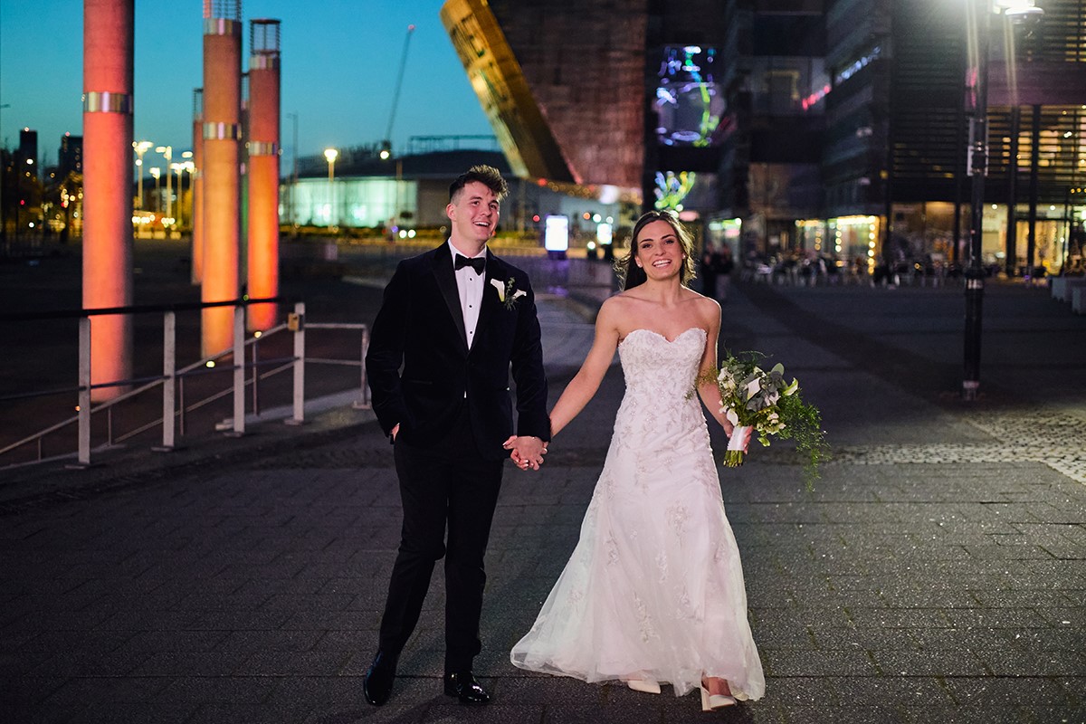 Wedding photos at Cardiff Bay