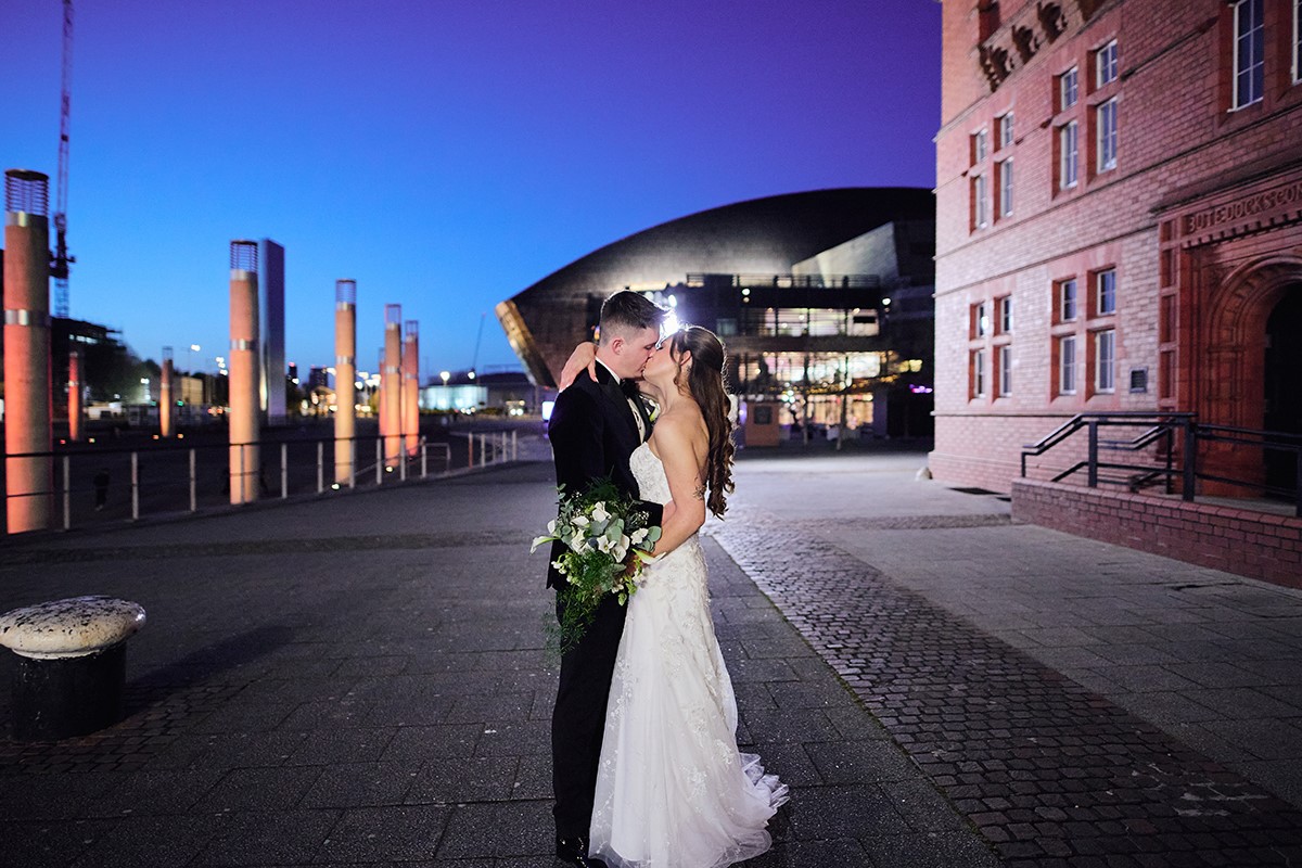 Wedding photos at Cardiff Bay