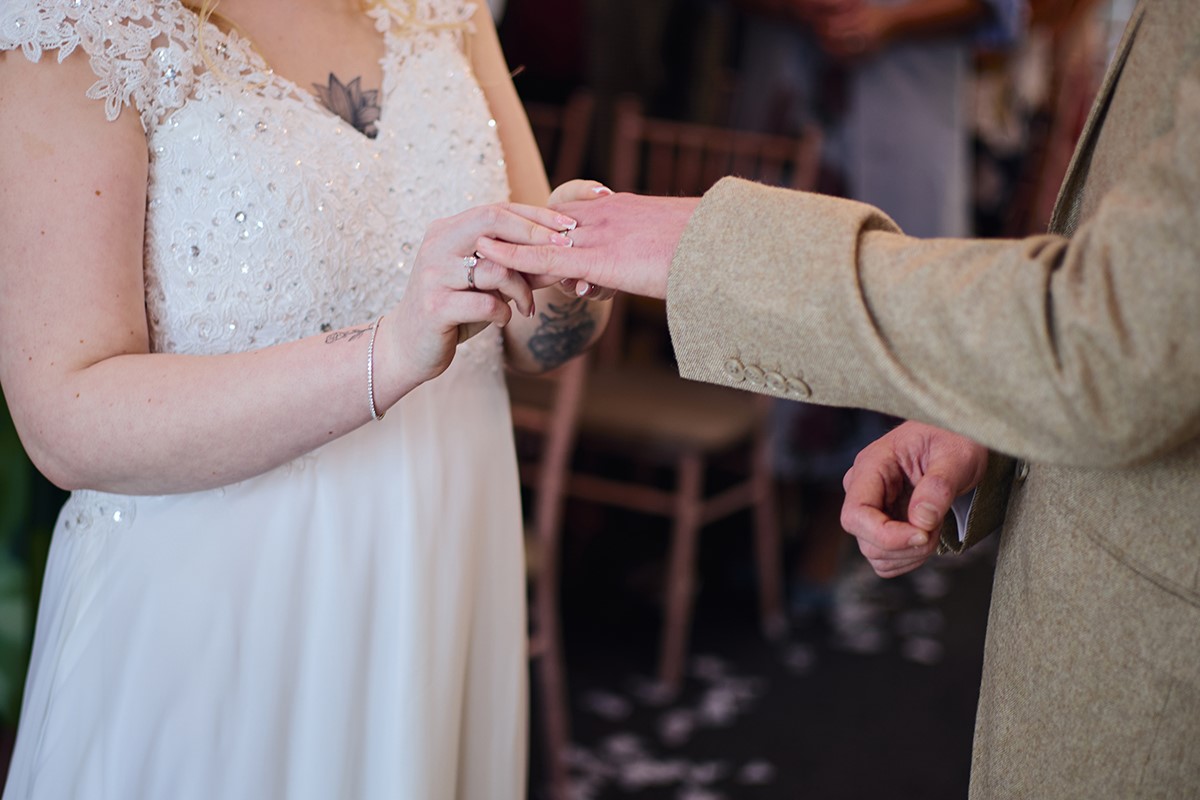 Bride and groom Llechwen hall hotel wedding ceremony