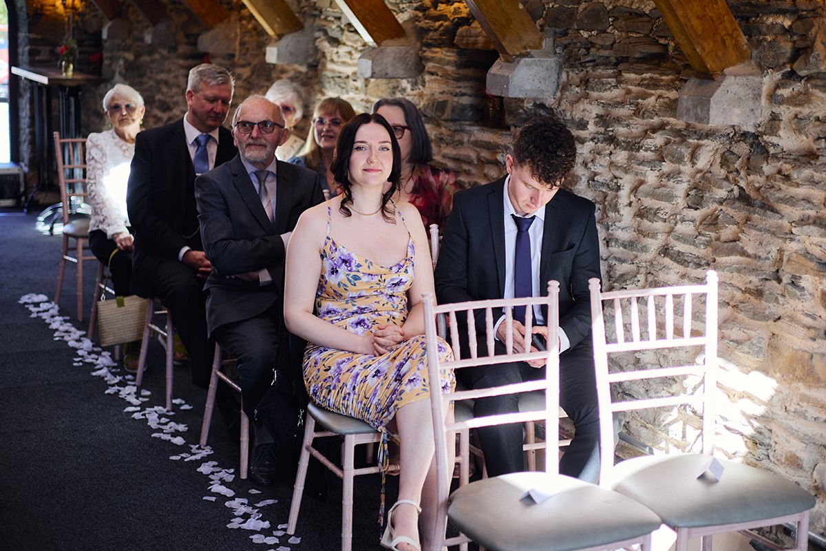 wedding ceremony at the Jailhouse Barn